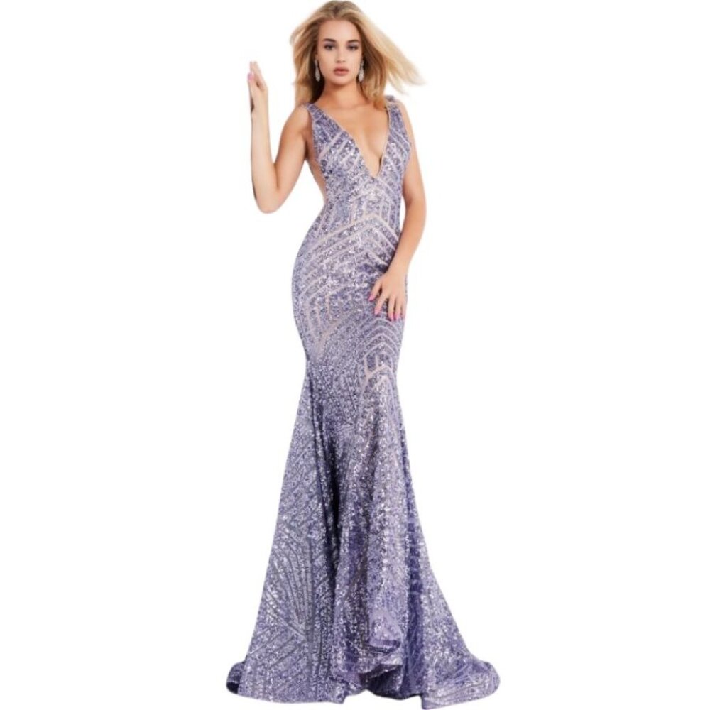 Jovani Sequin Gown 24097 Purple Size 8 NWT